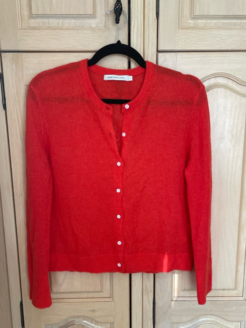 Something to Hold Orangey/Red White Button Deli Cardigan - Picture 2 of 5